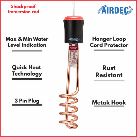 AIRDEC ISI Certified Water-Proof 2000 W Shock Proof Immersion Heater Rod (Water)