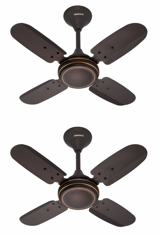 AIRDEC Florence Energy Saver 1 Star 600 mm 4 Blade Ceiling Fan (Ultra High Speed | Smoke Brown | Pack of 2)